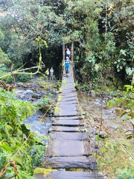 things to do in salento, salento colombia, cocora valley, valle de cocora, woman on a suspension bridge