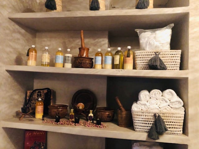 Hammam beauty and cleansing products sold at the Riad to 
