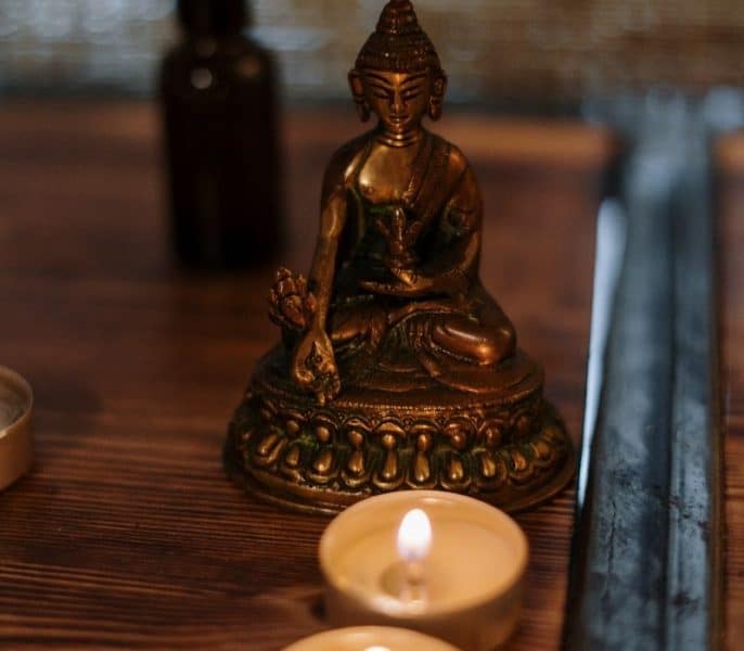 buddha, tea candles, tea lights