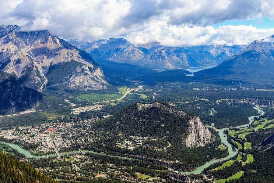 view from banff gondola, sulfur mountain, sulfur mountain gondola price, banff gondola, bow valley, banff national park