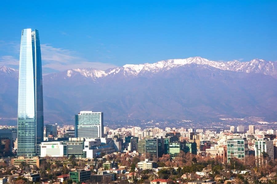 sky costanera, santiago skyline with mountains in the backdrop, things to do in santiago, chile