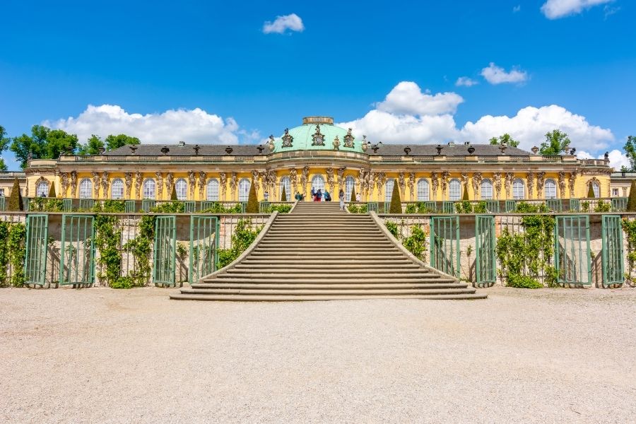 stairs in front of sanssouci palace, best places to visit in germany, visit germany, berlin attractions