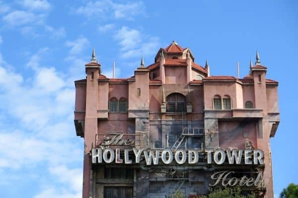 hollyoowd tower hotel ride, up close view, tower of terror, disney world tower of terror