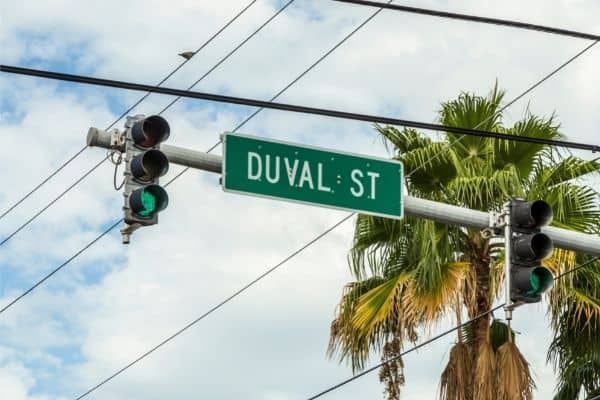 things to do in dry tortugas, duval street, duval street sign, green light
