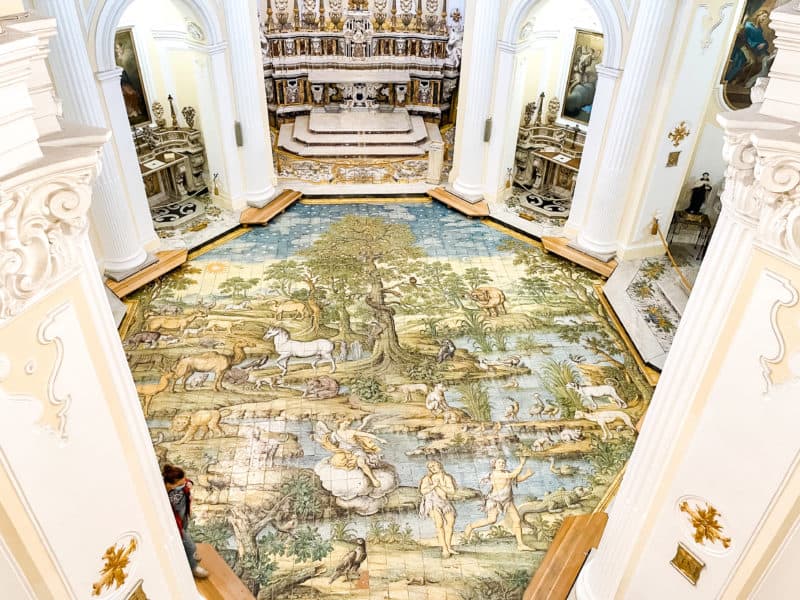 inside of anacapri churches, painted floors