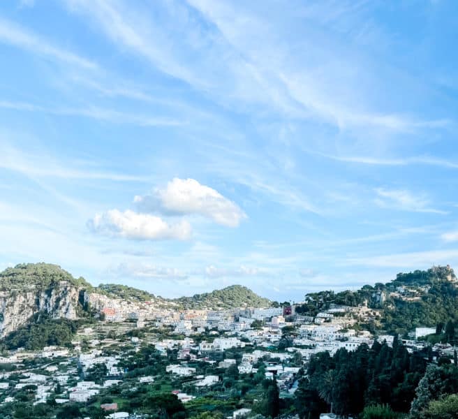 view of the houses on monte solaro, isle of capri, capri italy