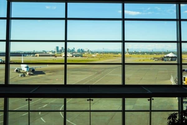 Calgary airport through the window 