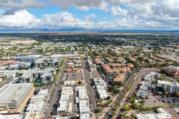 aerial view of scottsdale, where to stay in scottsdale, best hotels in scottsdale, best hotels scottsdale, old town scottsdale arizona