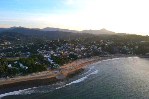 aeriel view of the mountains and oceans in sayulita
