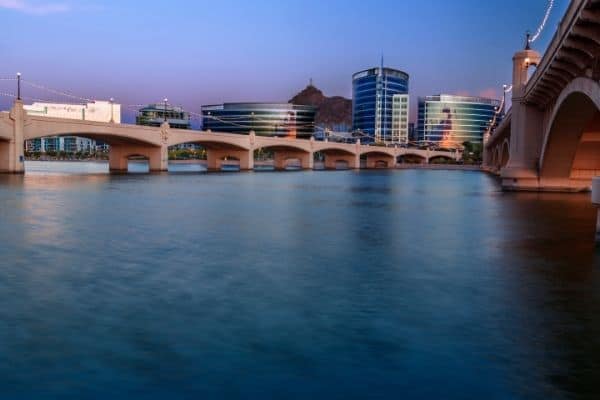 water view of tempe, canal in tempe