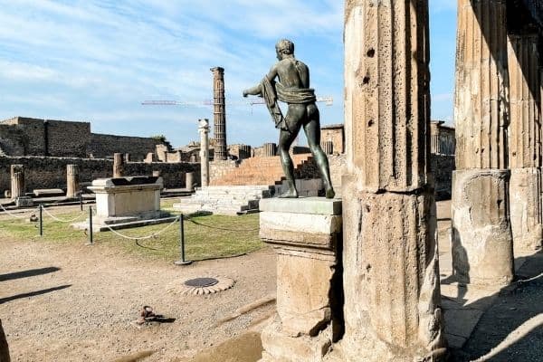 statue of apollo, pompeii ruins