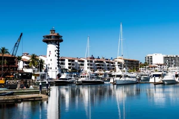 view of the marina and boats, apartment rentals in puerto vallarta
