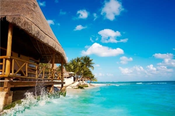 beach cabana, turquoise waters, best things to do playa del carmen, playa del carmen beaches