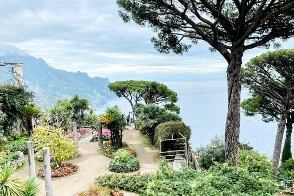 scenery of villa rufolo, small garden, views of the sea, ravello, 