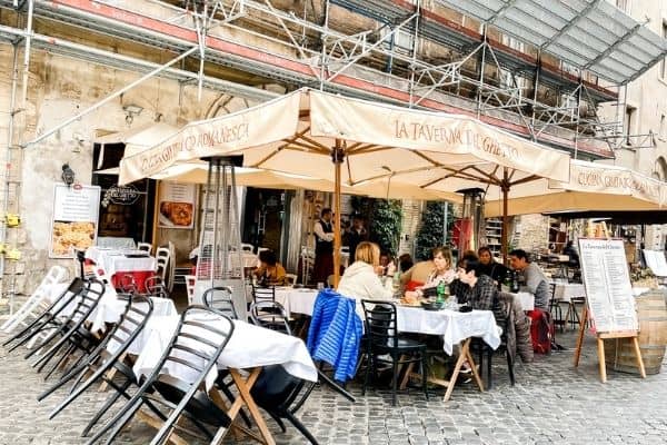 jewish ghetto restaurants rome, outdoor view of patio seating at one of the restaurants