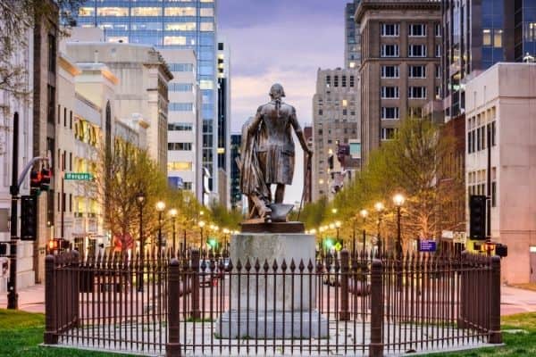 downtown raleigh, statues in a courtyard, fun things to do in nc