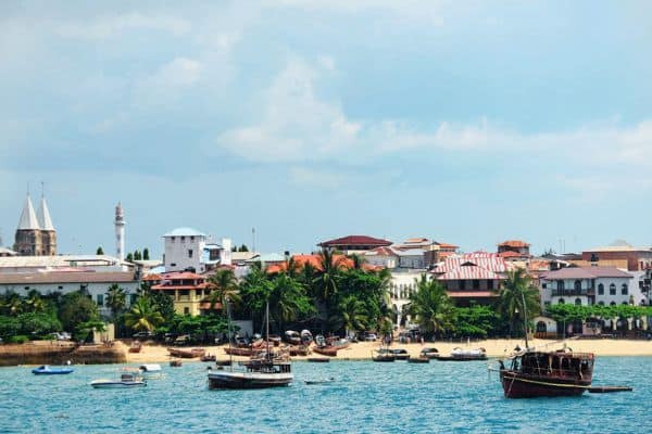 stone town from the beach, places to visit in zanzibar