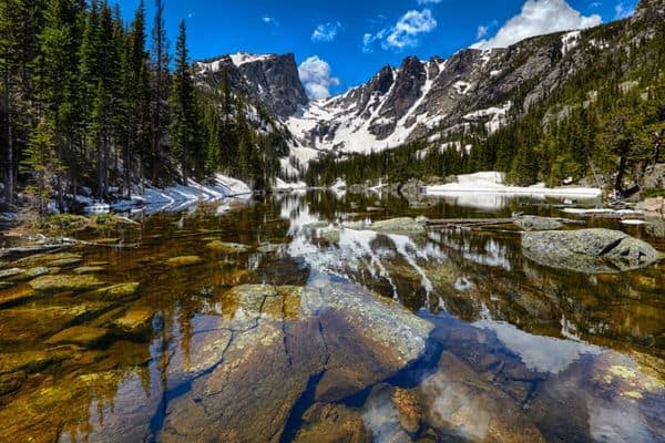 lake and mountains in rocky mountain national park, best day trips from denver