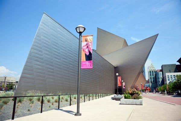 outside of denver art museum, modern building, best places to stay in denver