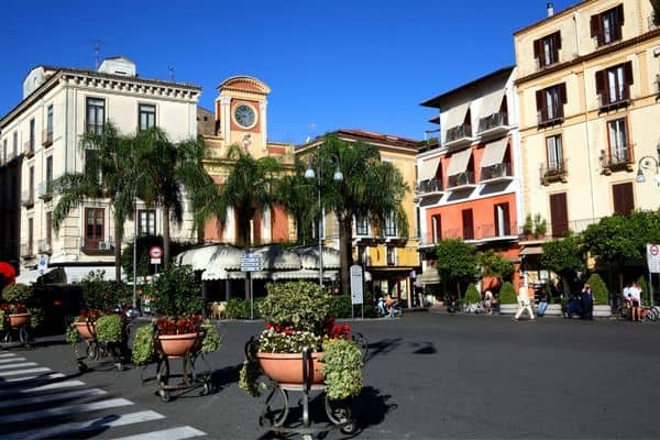 piazza tasso, colorful potted plants, things to do in sorrento