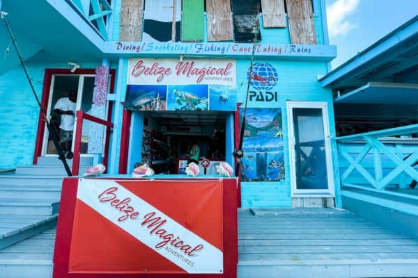entrance of belize magical adventures building, snorkeling and diving store 