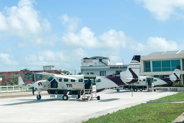 small local airport in belize, tropic air plane