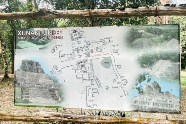 xunantunich map, map at the entrance of the park