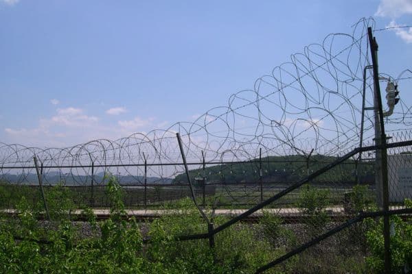 barbed wire on top of fence in the DMZ zone, best places to visit in seoul, things to do in seoul, seoul day trips