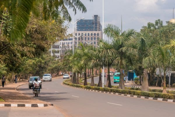 roads of kigali, trees in the median, buildings in the distance, best things to do in kigali, rwanda