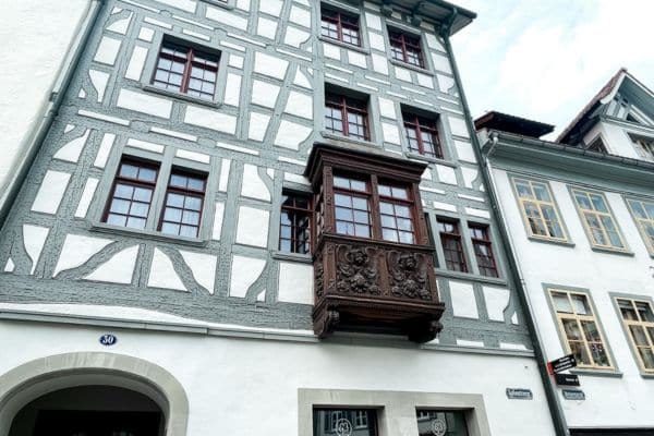 up close photo of one of the buildings in town, saint gall, st gallen switzerland, things to do in st gallen