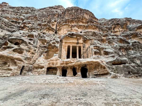 one of the entrances of Petra carved into the rocks, g adventures jordan, tours of petra jordan